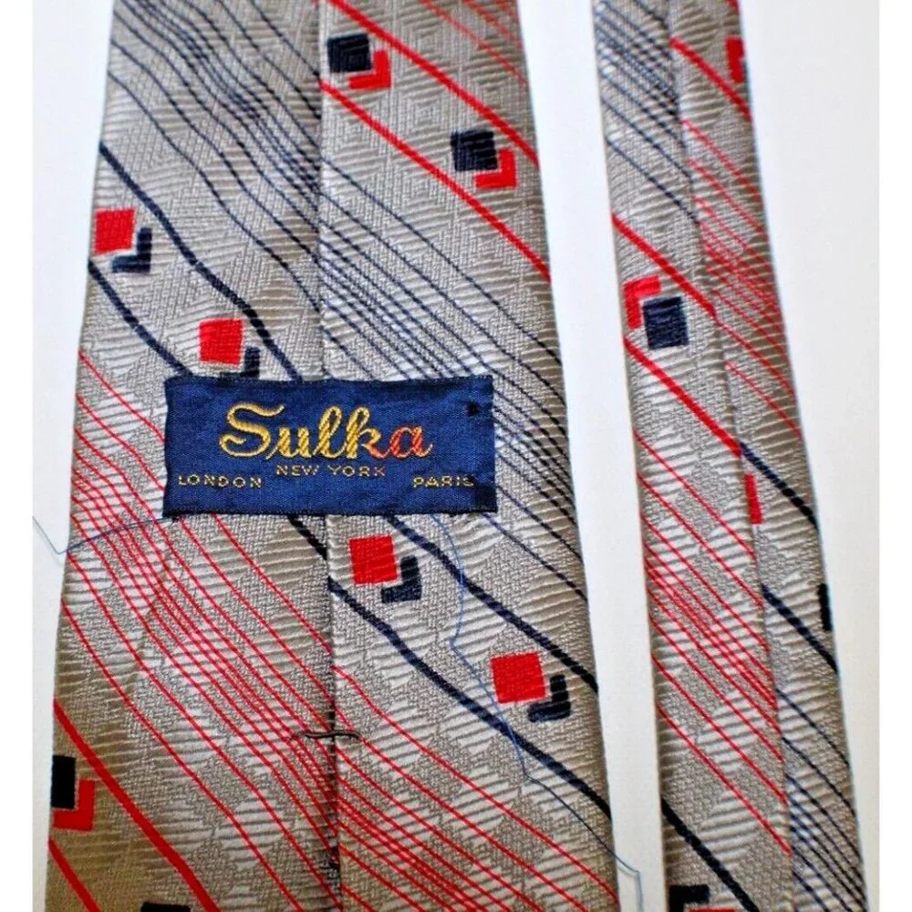 Vintage Sulka Silk Tie‎ Geometric Pattern